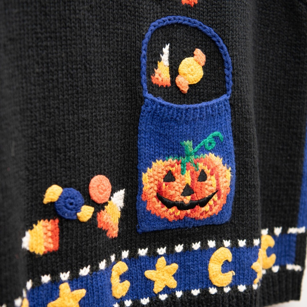 VTG Halloween Sweater Vest Talbots Hand Knitted Y2K GrannyCore 90s Whimsigoth - Picture 6 of 7